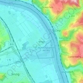 Kripp topographic map, elevation, terrain