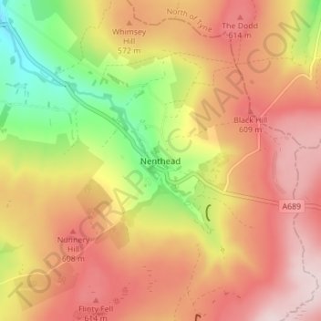 Nenthead topographic map, elevation, terrain
