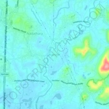Kainoor topographic map, elevation, terrain