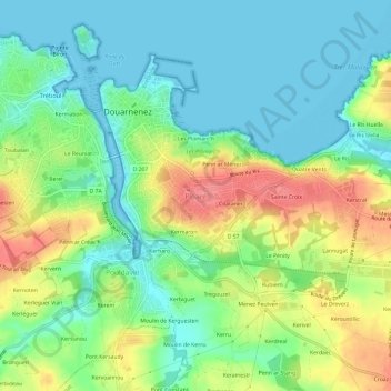 Ploaré topographic map, elevation, terrain