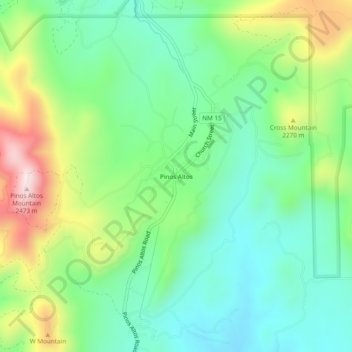Pinos Altos topographic map, elevation, terrain