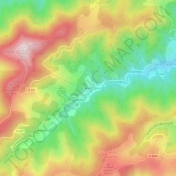 Talaron topographic map, elevation, terrain