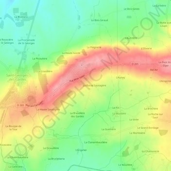 La Bordellière topographic map, elevation, terrain