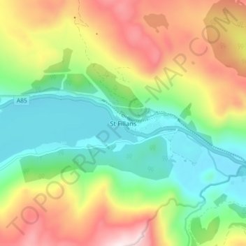 St Fillans topographic map, elevation, terrain