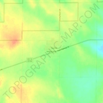 New Raymer topographic map, elevation, terrain