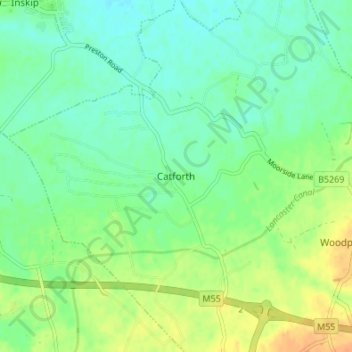 Catforth topographic map, elevation, terrain
