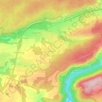 Les Étangs topographic map, elevation, terrain