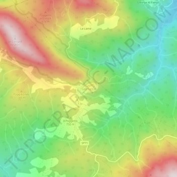 Gerfalco topographic map, elevation, terrain