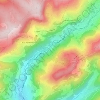 Le Bas topographic map, elevation, terrain
