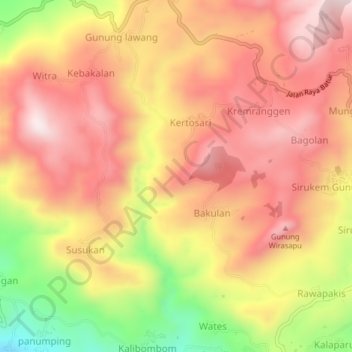 Kertasari topographic map, elevation, terrain