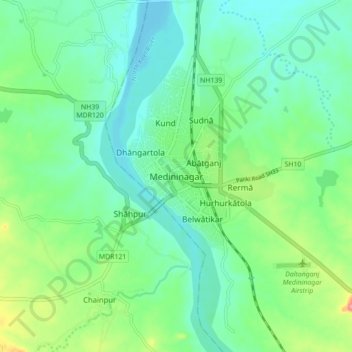 Medininagar topographic map, elevation, terrain