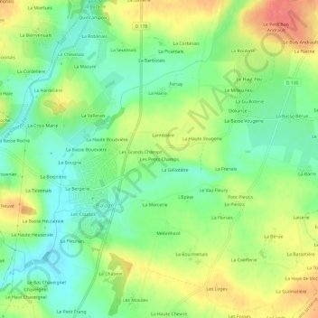 Les Petits Champs topographic map, elevation, terrain