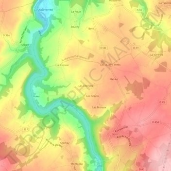 Les Chérons topographic map, elevation, terrain