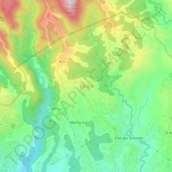 Balata topographic map, elevation, terrain