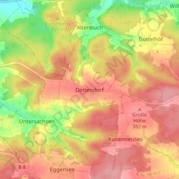 Dettendorf topographic map, elevation, terrain