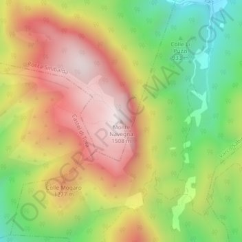 Monte Navegna topographic map, elevation, terrain