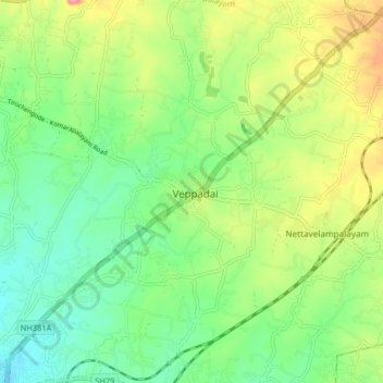 Veppadai topographic map, elevation, terrain