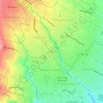 Dinoyo topographic map, elevation, terrain