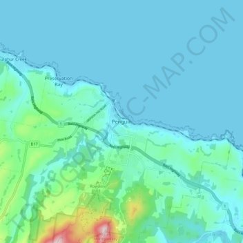 Penguin topographic map, elevation, terrain