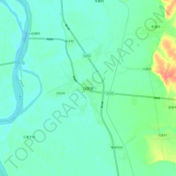 Baiqi topographic map, elevation, terrain