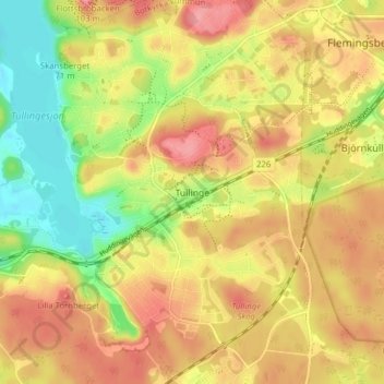 Tullinge topographic map, elevation, terrain