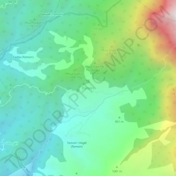 Tomorr topographic map, elevation, terrain