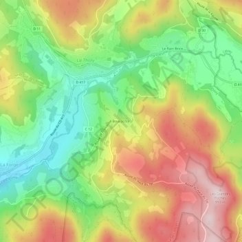 Bouvacôte topographic map, elevation, terrain
