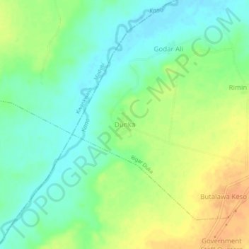 Dunka topographic map, elevation, terrain