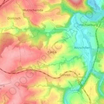 Corba topographic map, elevation, terrain