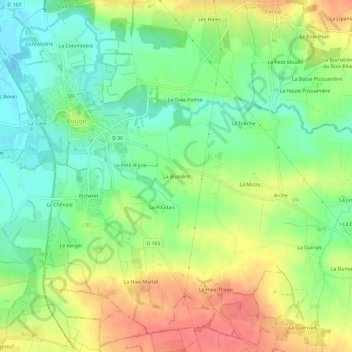 La Blunière topographic map, elevation, terrain