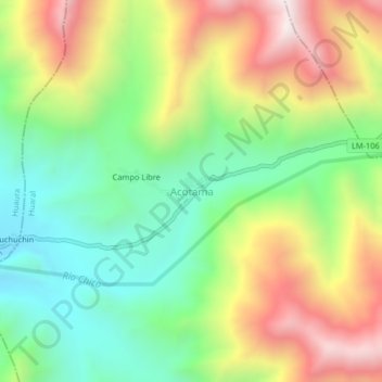 Acotama topographic map, elevation, terrain