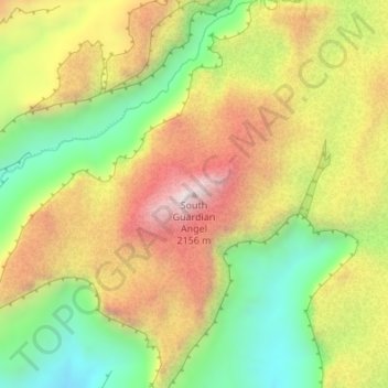 South Guardian Angel topographic map, elevation, terrain