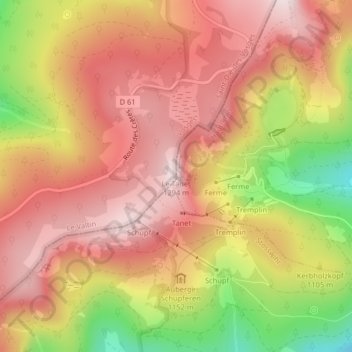 Le Tanet topographic map, elevation, terrain