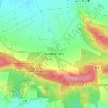 Wendhausen topographic map, elevation, terrain
