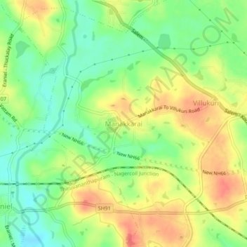 Manakkarai topographic map, elevation, terrain