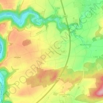 Irslingen topographic map, elevation, terrain