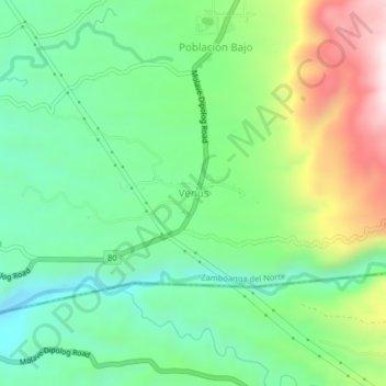 Venus topographic map, elevation, terrain