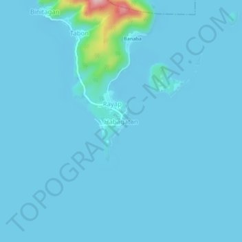 Habagatan topographic map, elevation, terrain