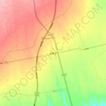 北景乡 topographic map, elevation, terrain