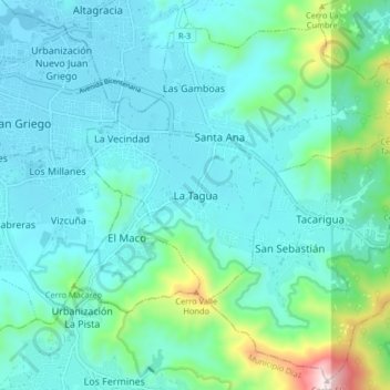 La Tagua topographic map, elevation, terrain