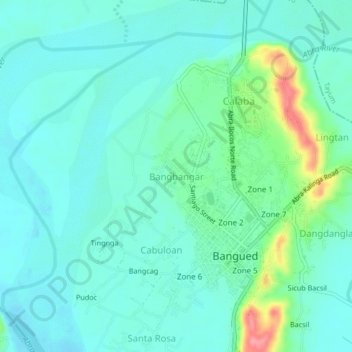 Bangbangar topographic map, elevation, terrain