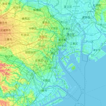 Minato topographic map, elevation, terrain