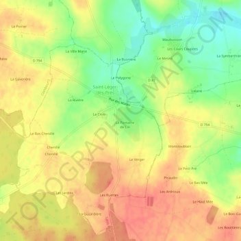 La Croix Chemin topographic map, elevation, terrain