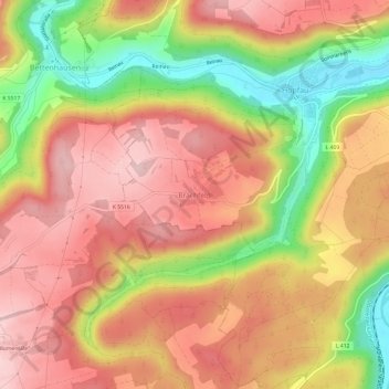 Brachfeld topographic map, elevation, terrain