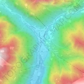 Bignasco topographic map, elevation, terrain