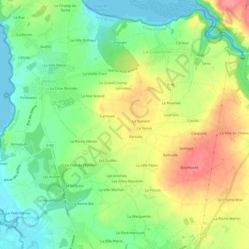 Guiguihen topographic map, elevation, terrain