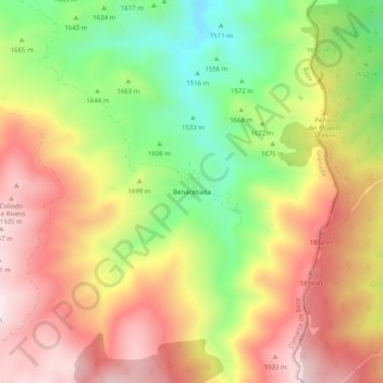 Benacebada topographic map, elevation, terrain