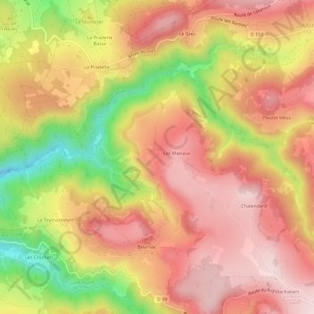 Bigorre topographic map, elevation, terrain