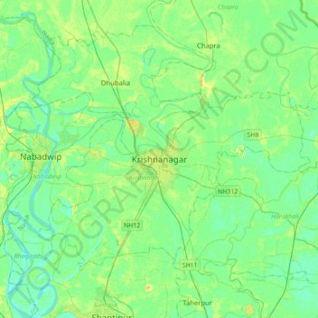 Krishnanagar topographic map, elevation, terrain