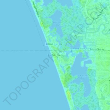 Barefoot Beach topographic map, elevation, terrain